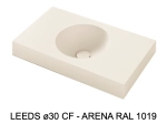 Plan vasque lavabo circulaire ⦰ 30 cm sur mesure Largeur 50 à 201 x P 40 à 51 cm Finition lisse 10 couleurs au choix, Anti bactérien Résine Akrytan® dans la masse Livraison Offerte.